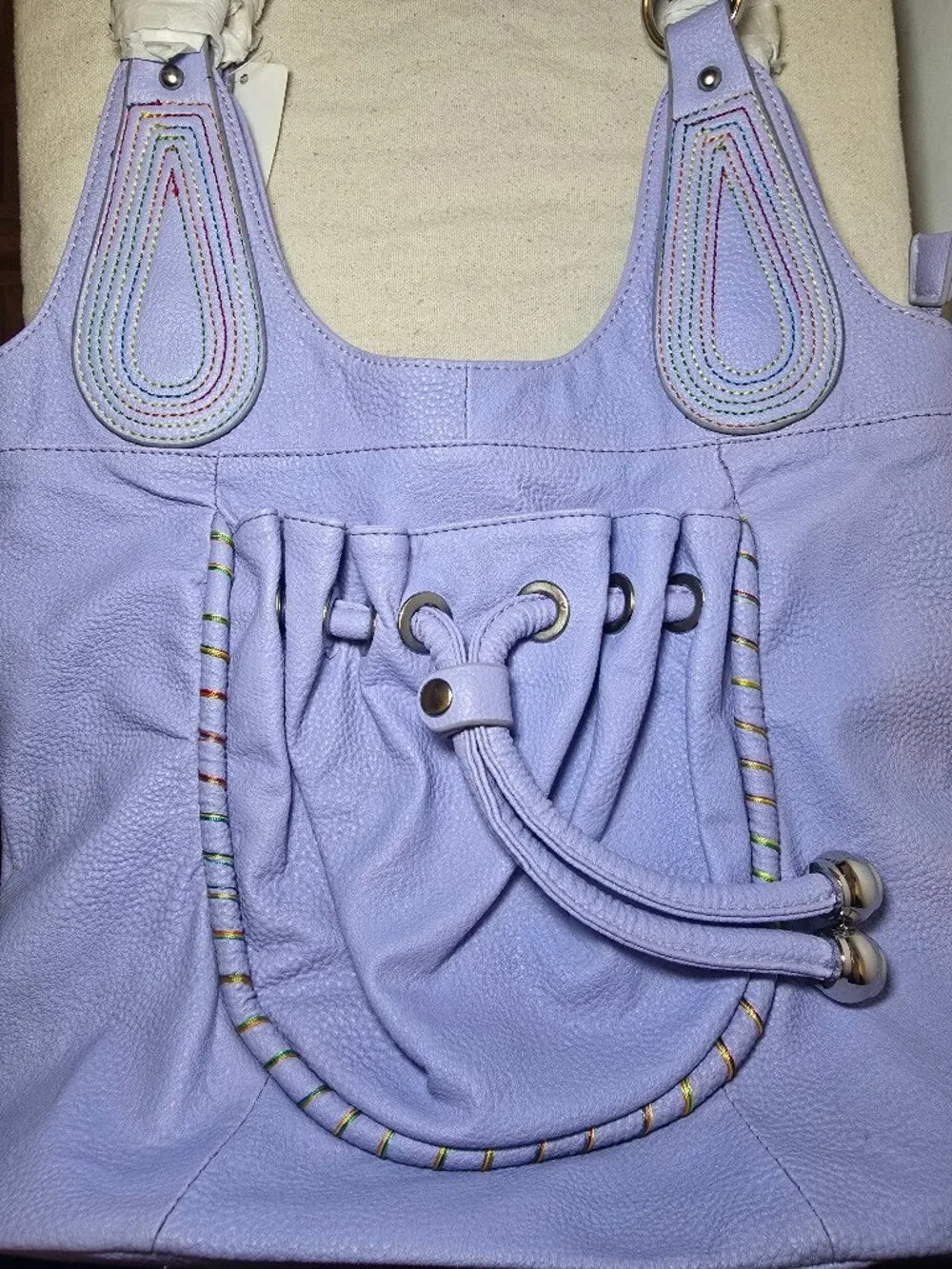 Lavender Multi-pocket Hobo Shoulder Bag
